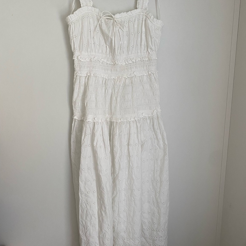 NWT GAP x Doen White Ruffled Tiered Maxi Dress